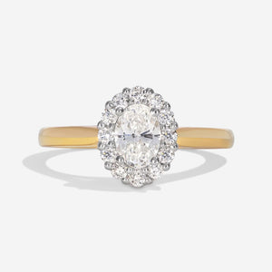 KHAN 0.80ct | Oval Halo Diamond Engagement Ring in 18ct Gold