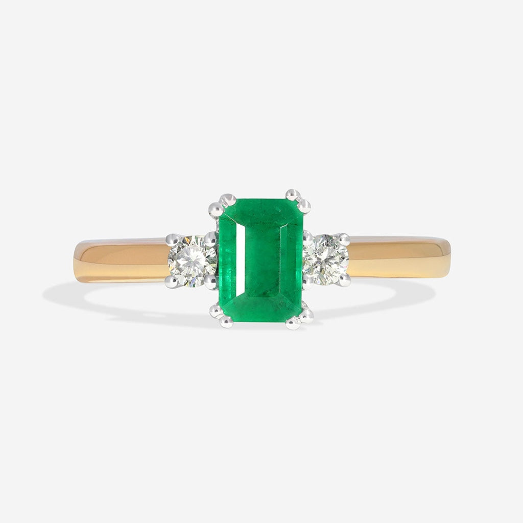 Emerald Diamond Ring on white background