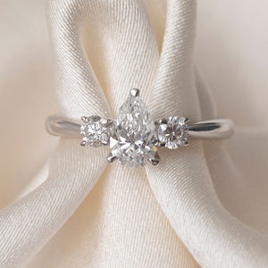 KIRA 1ct | Pear 3-Stone Lab Grown Diamond Engagement Ring in Platinum