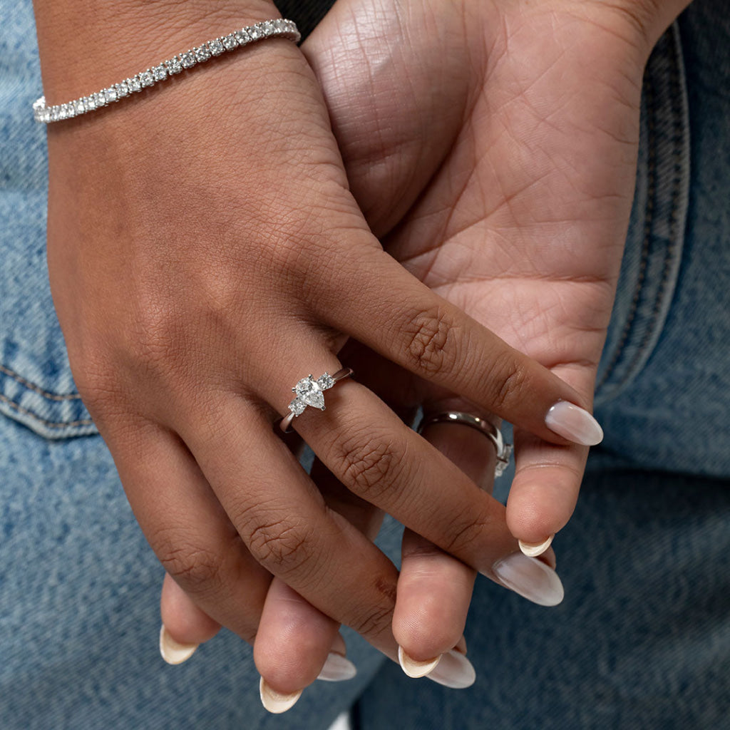 KIRA 1ct | Pear 3-Stone Lab Grown Diamond Engagement Ring