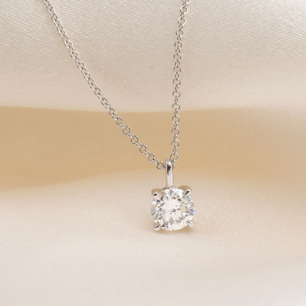 Lab Grown Solitaire Diamond Necklace | 18ct White Gold