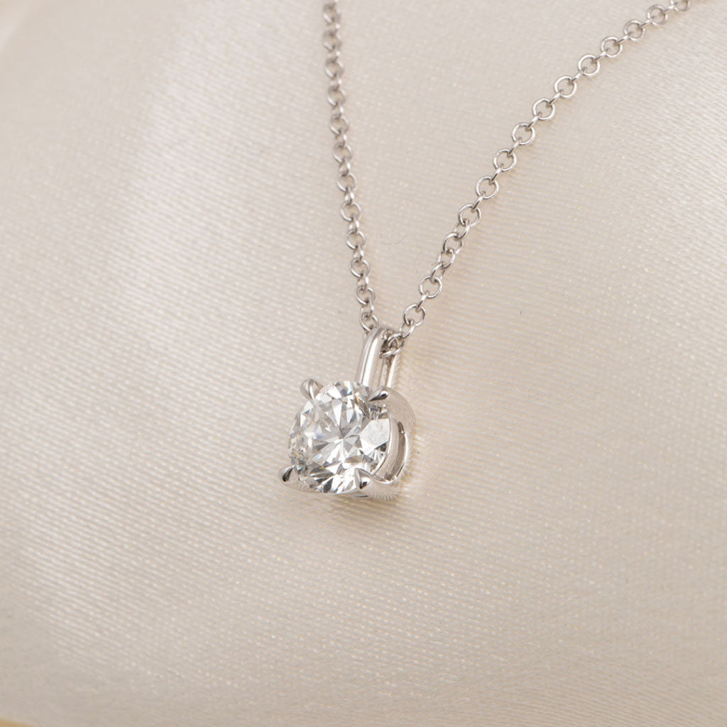 Lab Grown Solitaire Diamond Necklace | 18ct White Gold