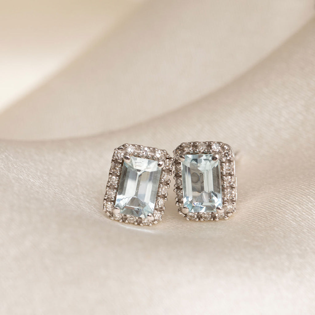 Lagoon - Aquamarine & Diamond Earrings| 9ct White Gold