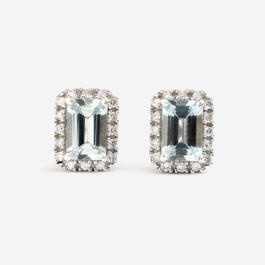 Lagoon - Aquamarine & Diamond Earrings| 9ct White Gold