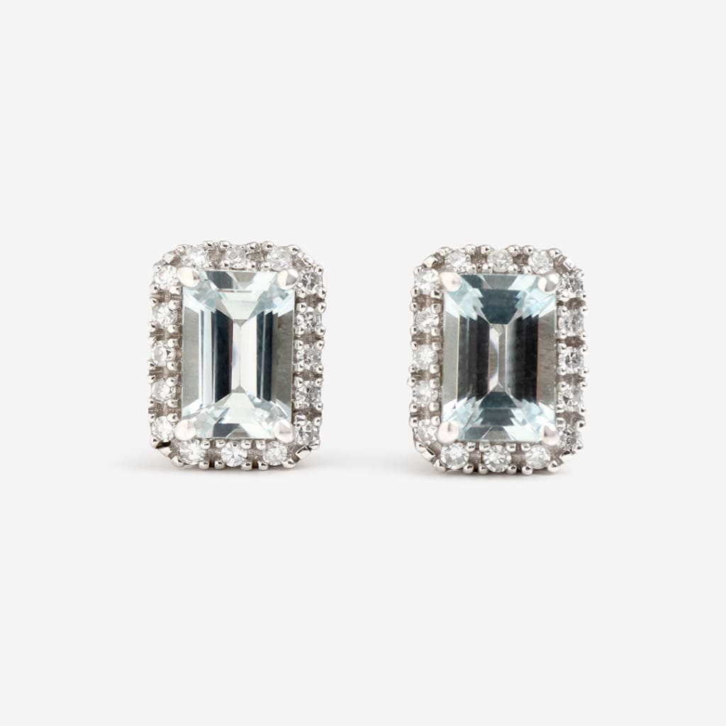 Lagoon | Aquamarine & Diamond Earrings in 9ct White Gold