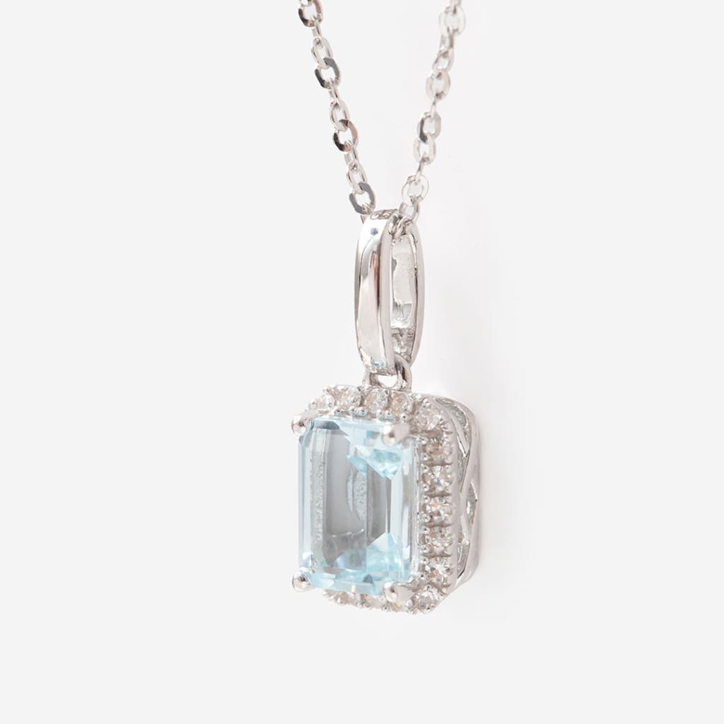 LAGOON | Aquamarine & Diamond Necklace in 9ct White Gold
