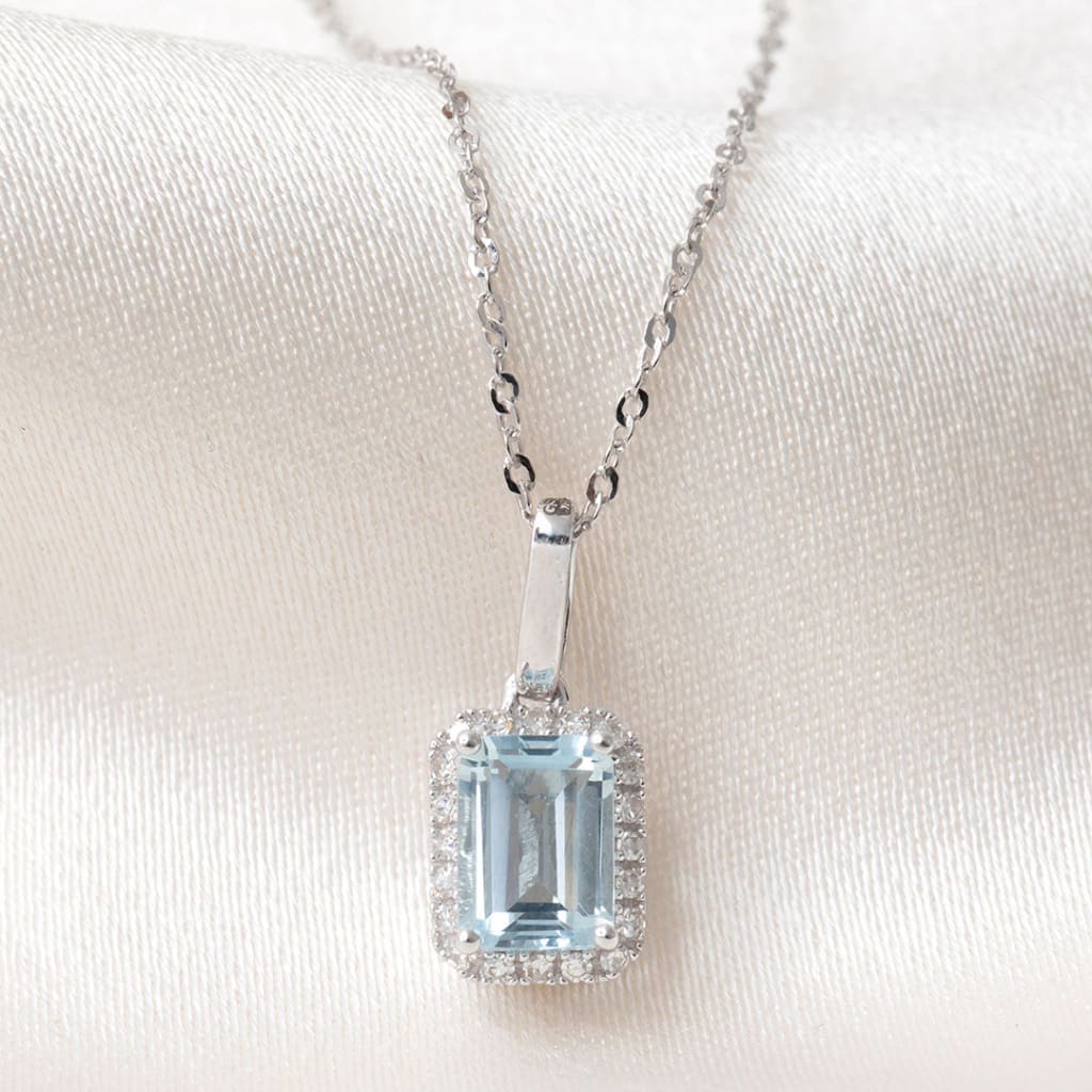 LAGOON | Aquamarine & Diamond Necklace in 9ct White Gold