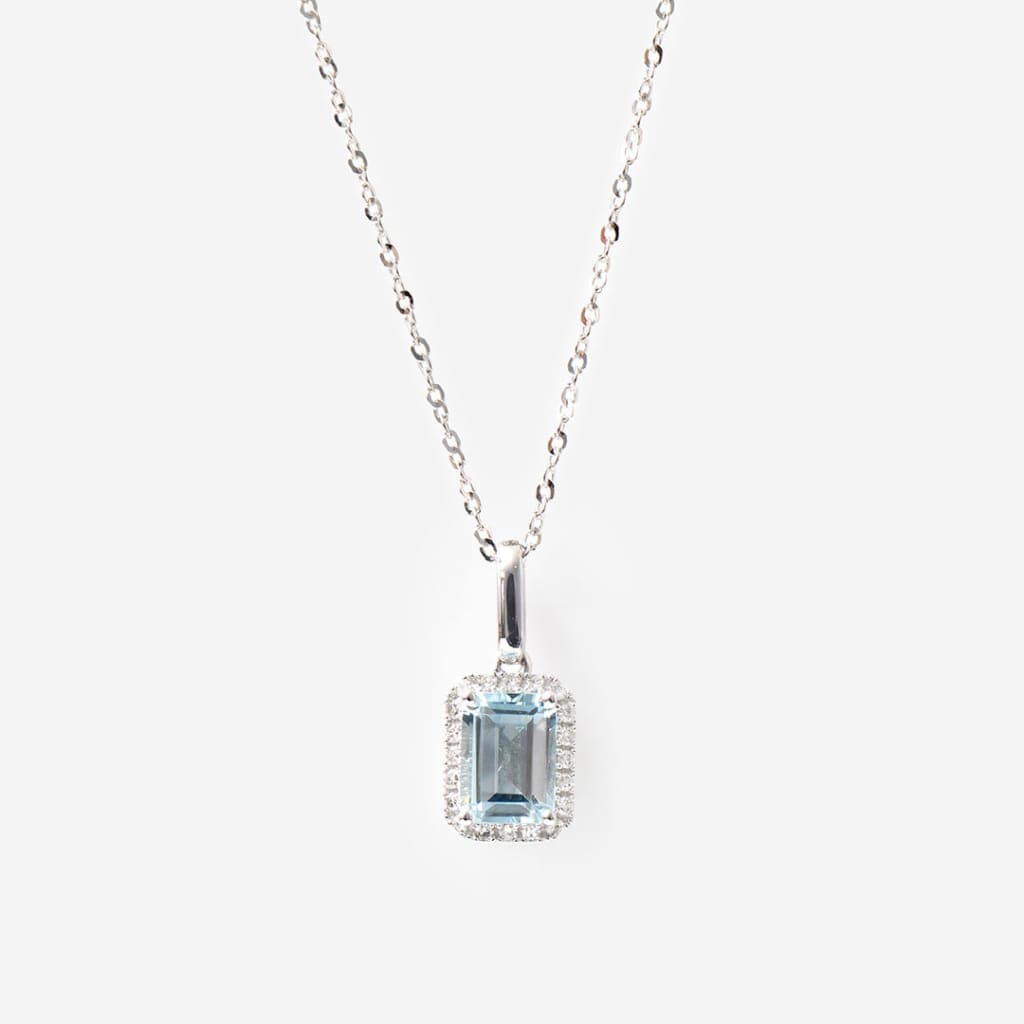 LAGOON | Aquamarine & Diamond Necklace in 9ct White Gold