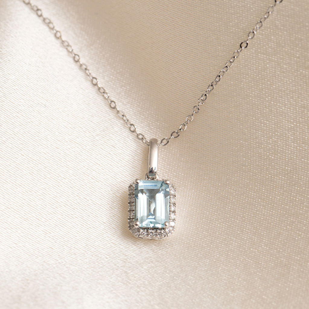 Lagoon - Aquamarine & Diamond Necklace| 9ct White Gold