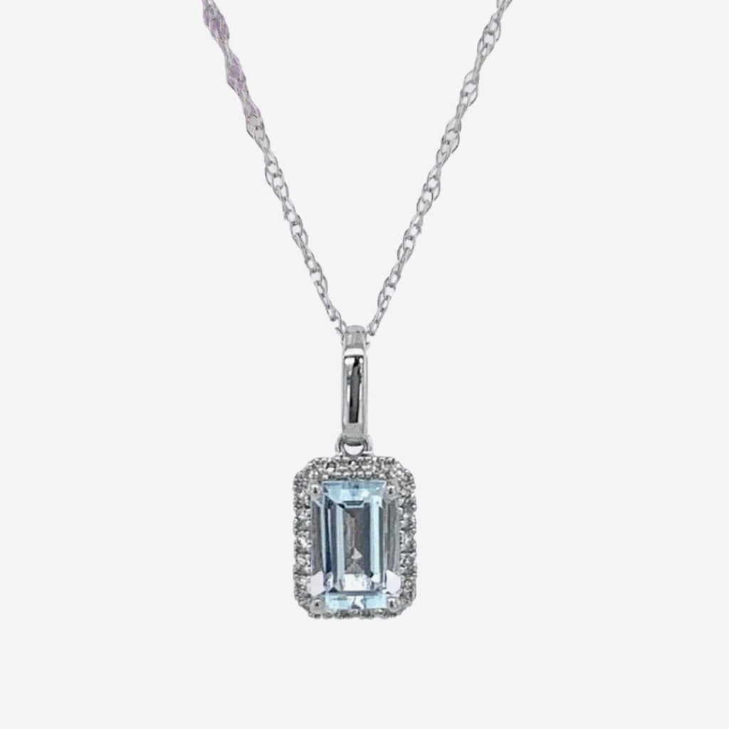 Lagoon - Aquamarine & Diamond Necklace| 9ct White Gold -