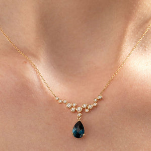 Laguna | London Blue Topaz and Diamond Necklace in 9ct Gold