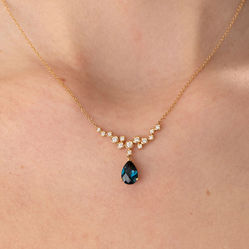 Laguna | 9ct Gold London Blue Topaz and Diamond Necklace