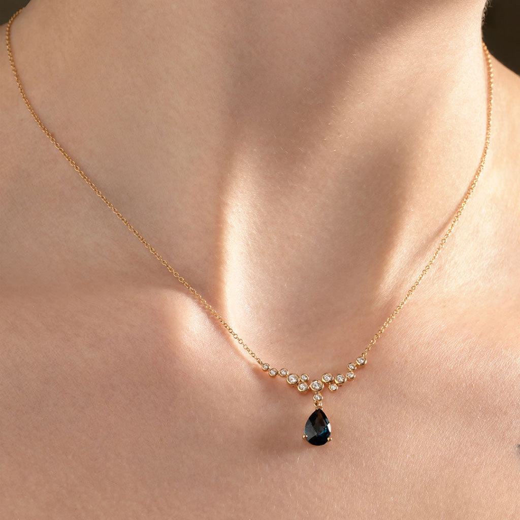 Laguna | 9ct Gold London Blue Topaz and Diamond Necklace