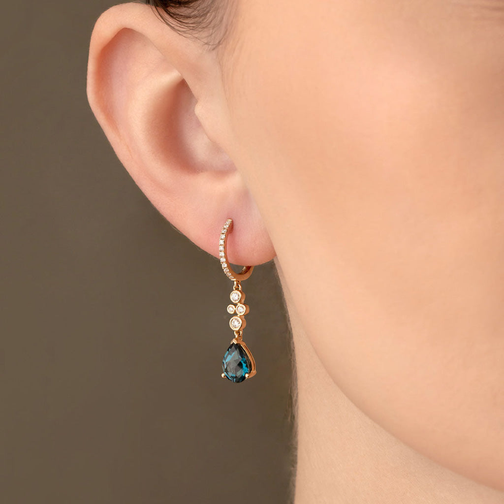 Laguna | 9ct Gold London Blue Topaz Earrings - Earrings