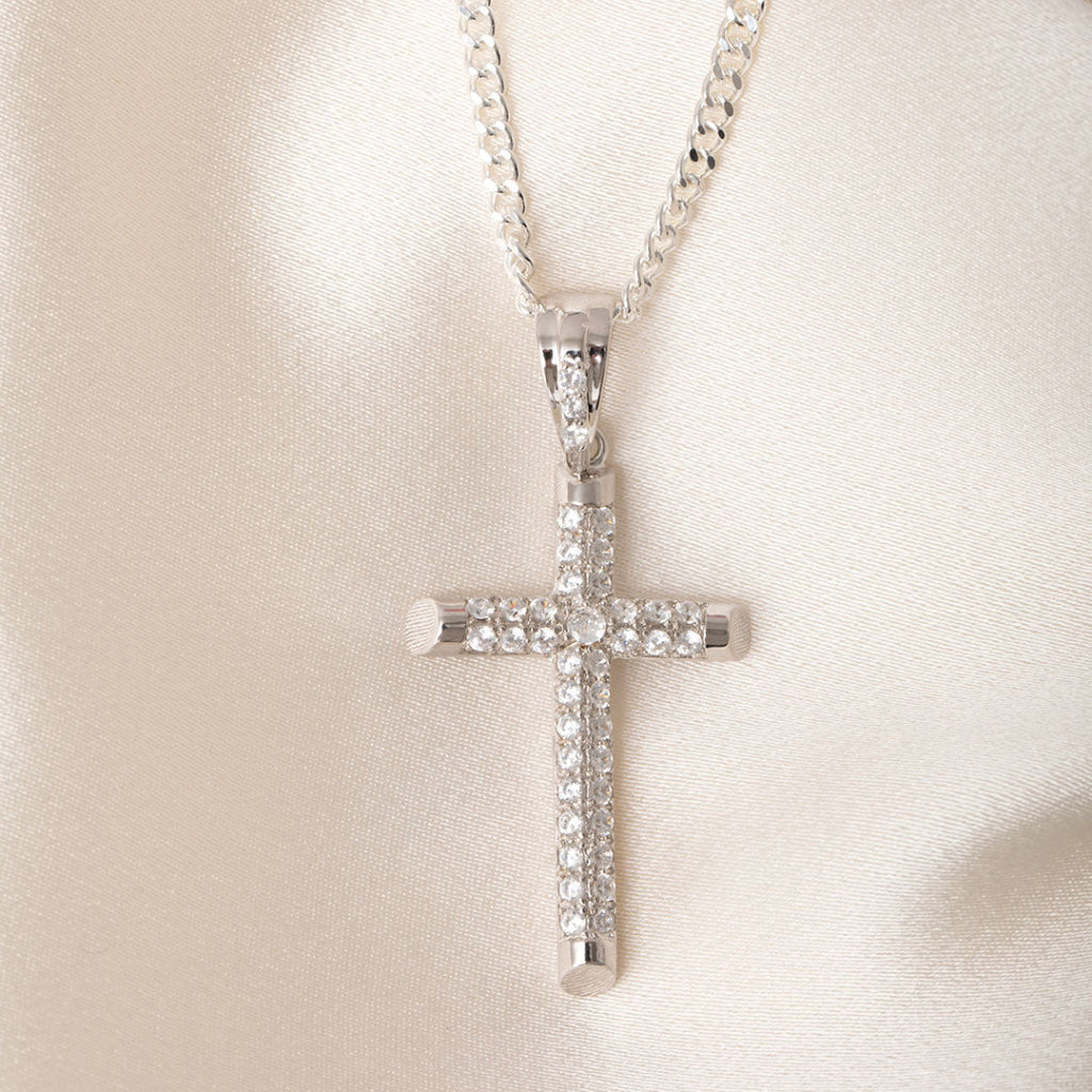 Large Cubic Zirconia Cross | Sterling Silver