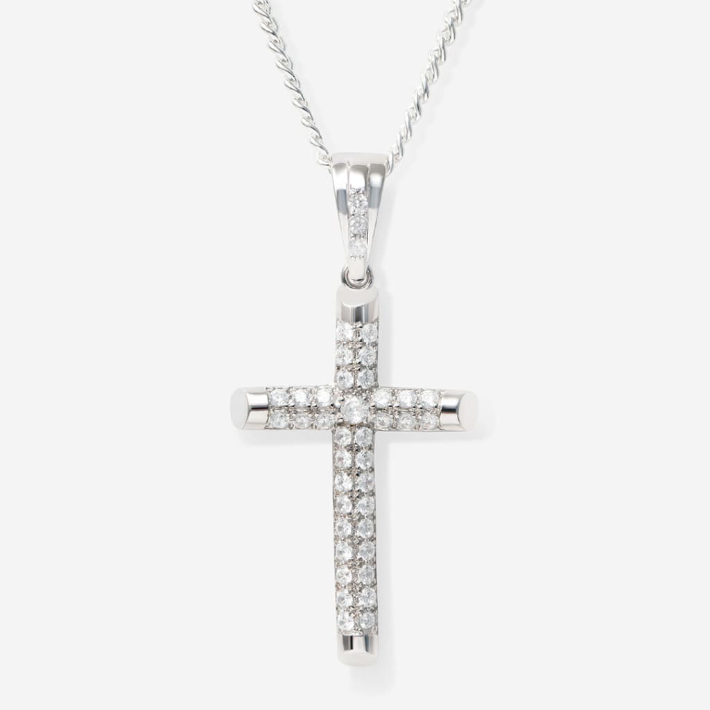 Large Cubic Zirconia Cross | Sterling Silver - Necklace