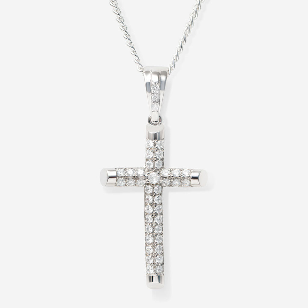 Large Cubic Zirconia Cross | Sterling Silver