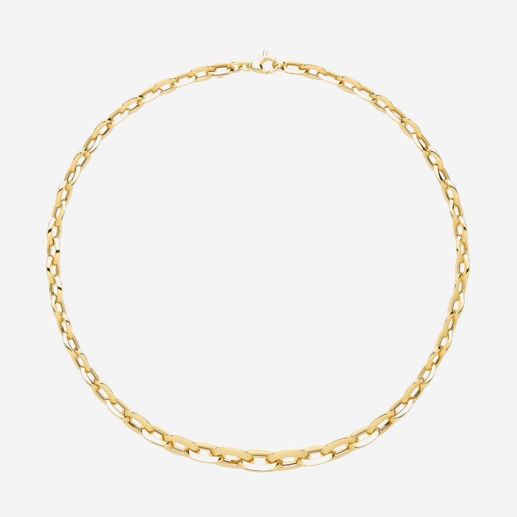 Large Oval Belcher Link Necklace | 9ct Gold
