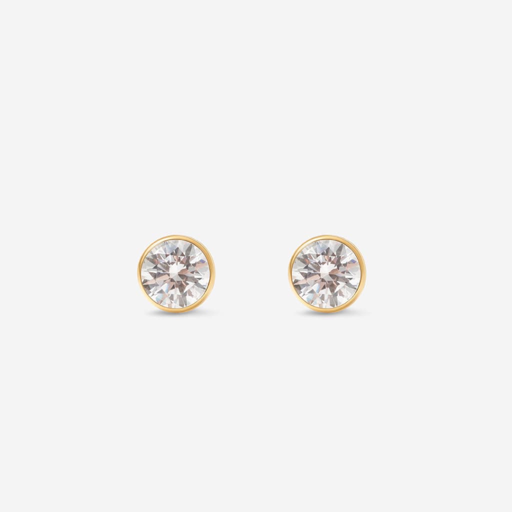 Large Rub Over Studs | 9ct Gold - Earrings