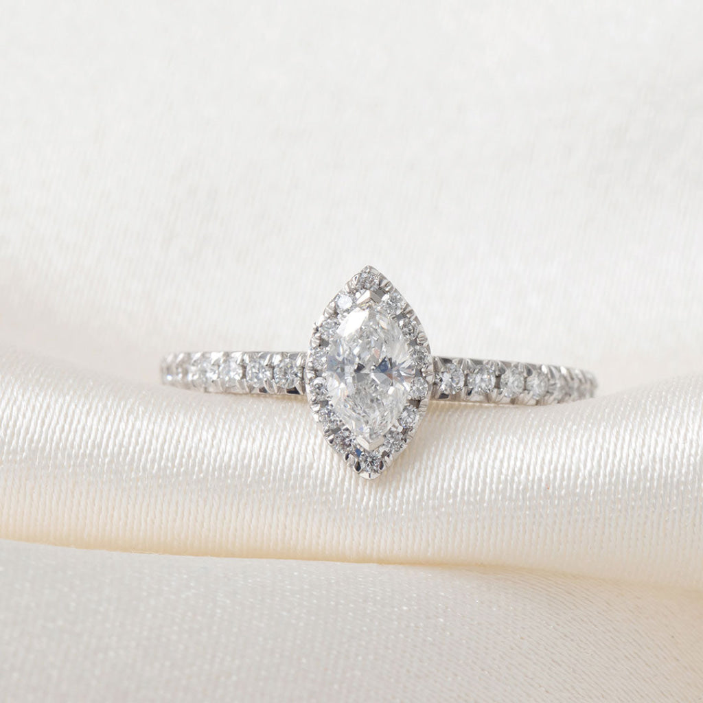 LEAH 0.70ct | Marquise Halo Diamond Engagement Ring in 18ct White Gold