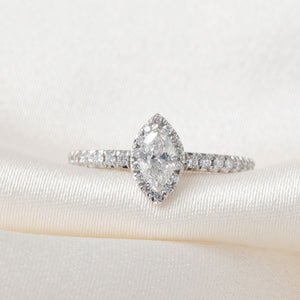 LEAH 0.70ct | Marquise Halo Diamond Engagement Ring in 18ct White Gold