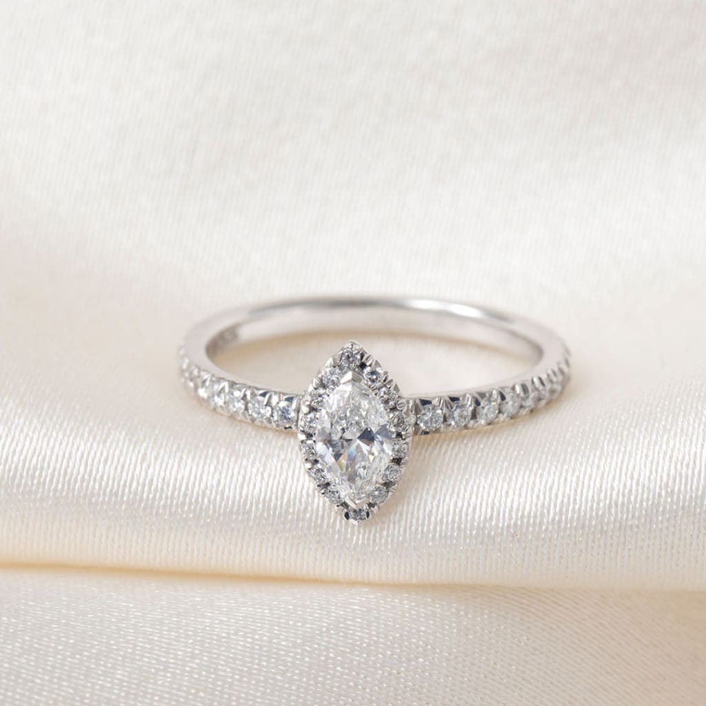 LEAH 0.70ct | Marquise Halo Diamond Engagement Ring in 18ct