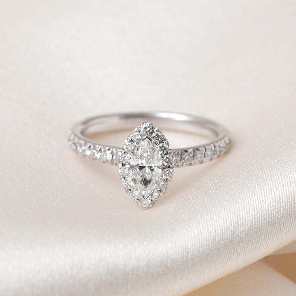 LEAH 1ct | Marquise Halo Natural Diamond Engagement Ring