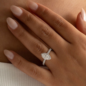 LEAH 1ct | Marquise Halo Natural Diamond Engagement Ring in 18ct White Gold