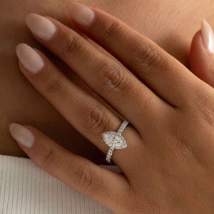 LEAH 1ct | Marquise Halo Diamond Engagement Ring in 18ct White Gold