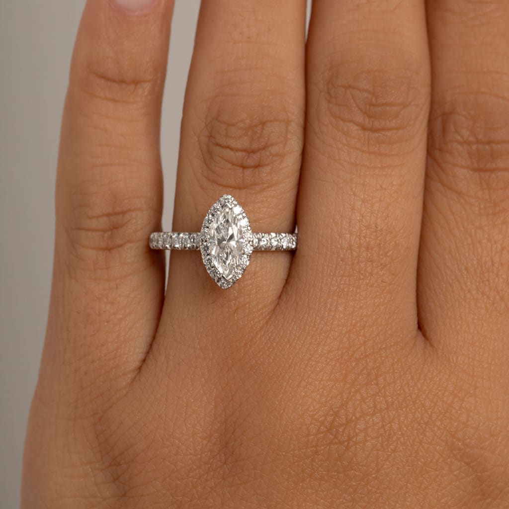 LEAH 1ct | Marquise Halo Diamond Set in 18ct White Gold