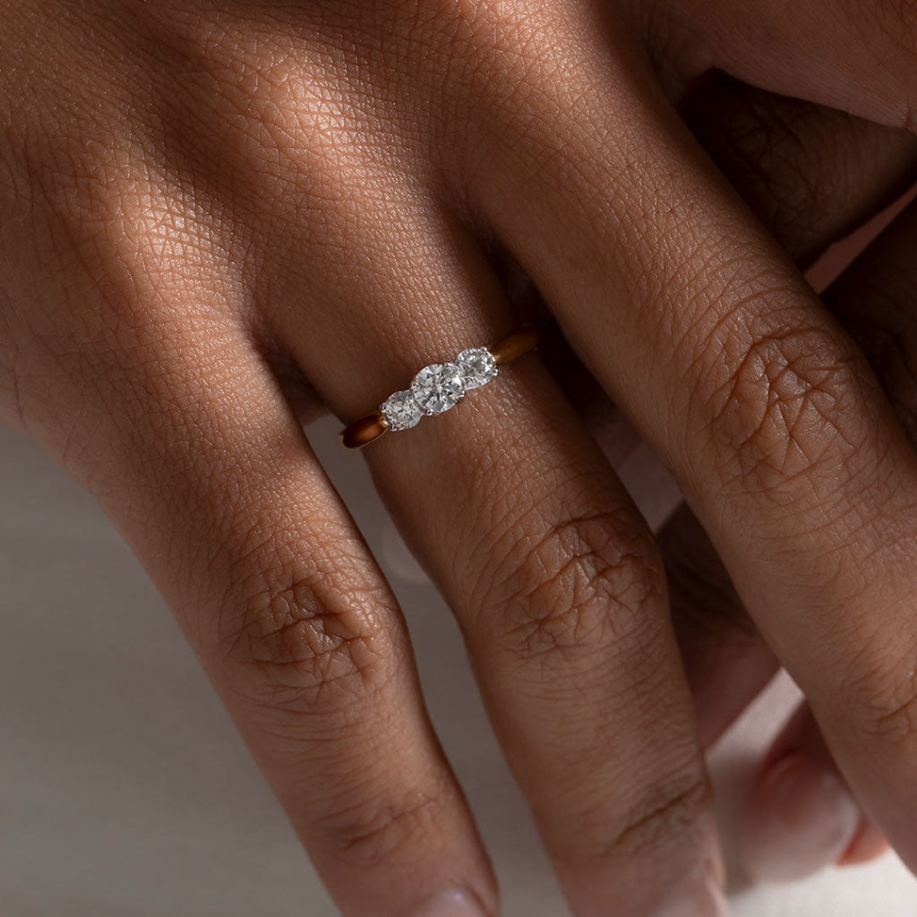 LEXI 0.50ct | Round 3-Stone Natural Diamond Engagement Ring in 18ct Gold