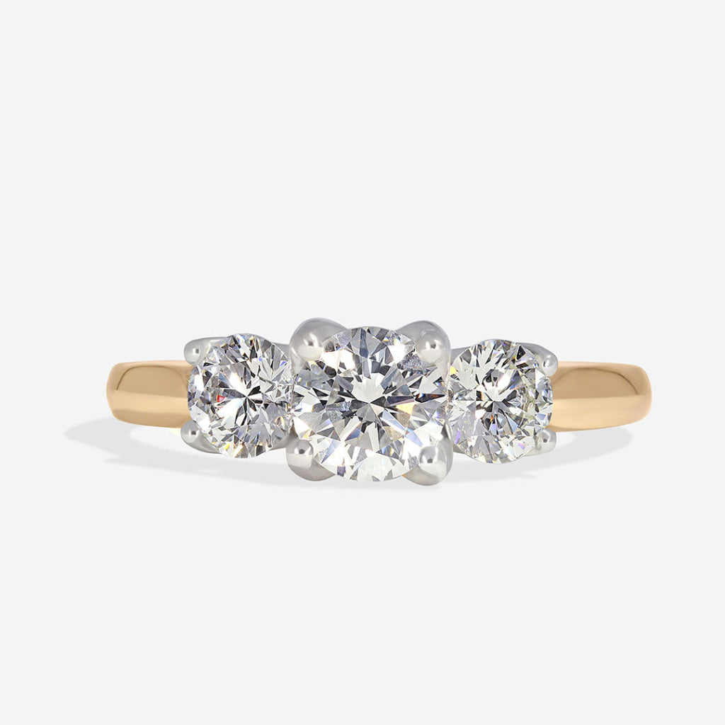 LEXI 1.25ct | Round 3-Stone Natural Diamond Engagement Ring in 18ct Gold