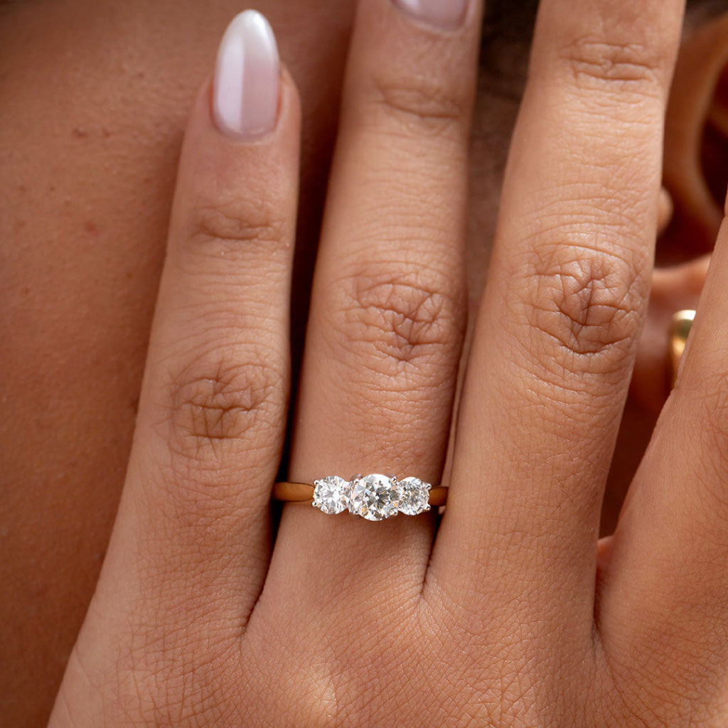 LEXI 1ct | Round 3-Stone Natural Diamond Engagement Ring in 18ct Gold