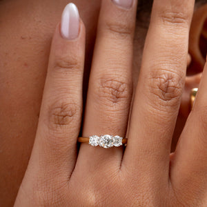 LEXI 1ct | Round 3-Stone Natural Diamond Engagement Ring in 18ct Gold