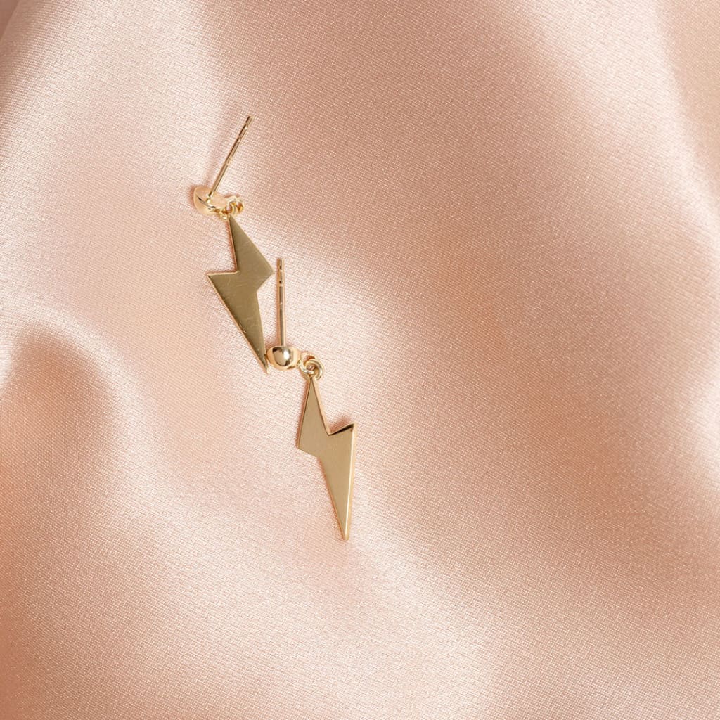 Lightening Strike Earrings | 9ct Gold