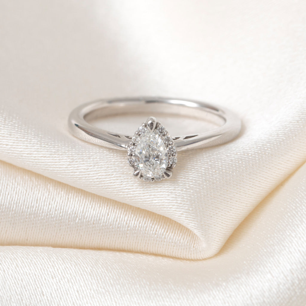 LINCOLN 0.36ct | Pear Halo Diamond Engagement Ring