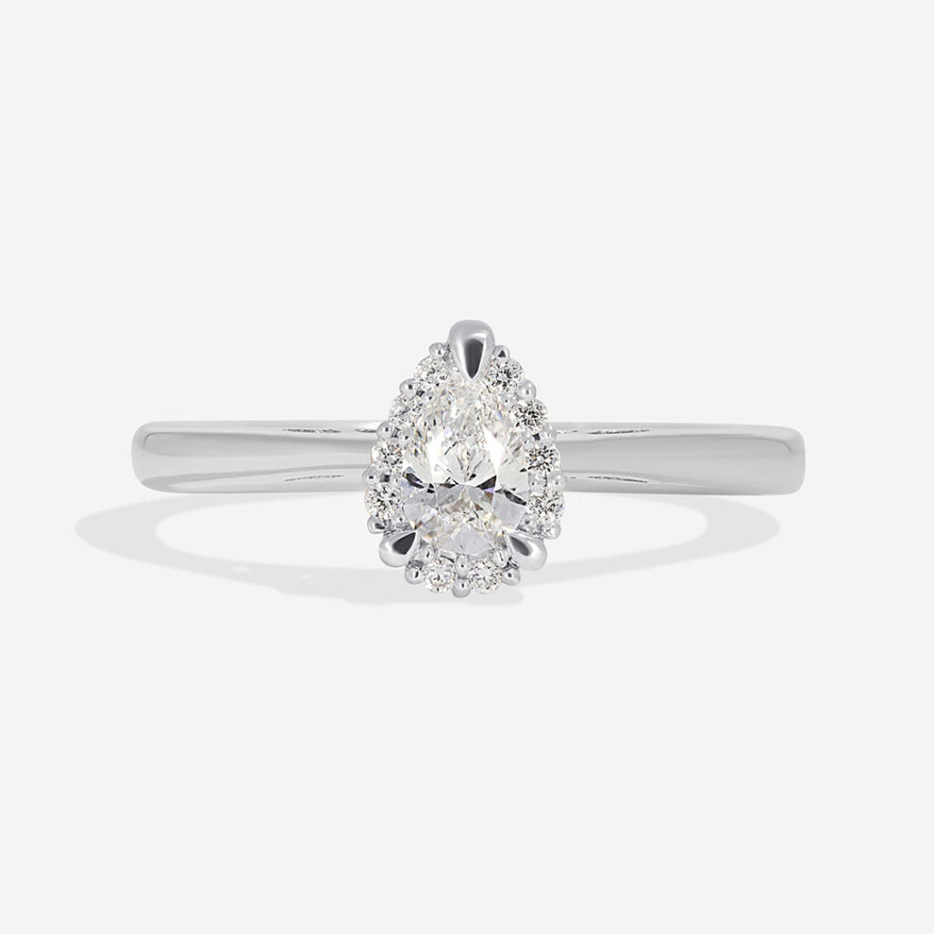 LINCOLN 0.36ct | Pear Halo Natural Diamond Engagement Ring in Platinum