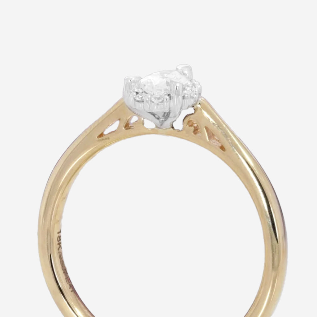 LINCOLN | Pear Halo Diamond Set in 18ct Gold 0.36ct - Rings