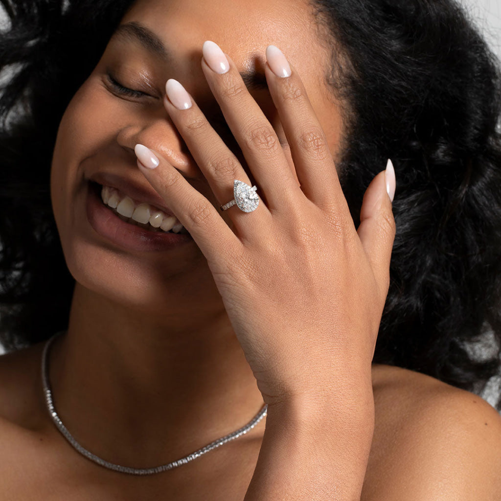 LIORA 4ct | Pear Halo Lab Grown Diamond Engagement Ring