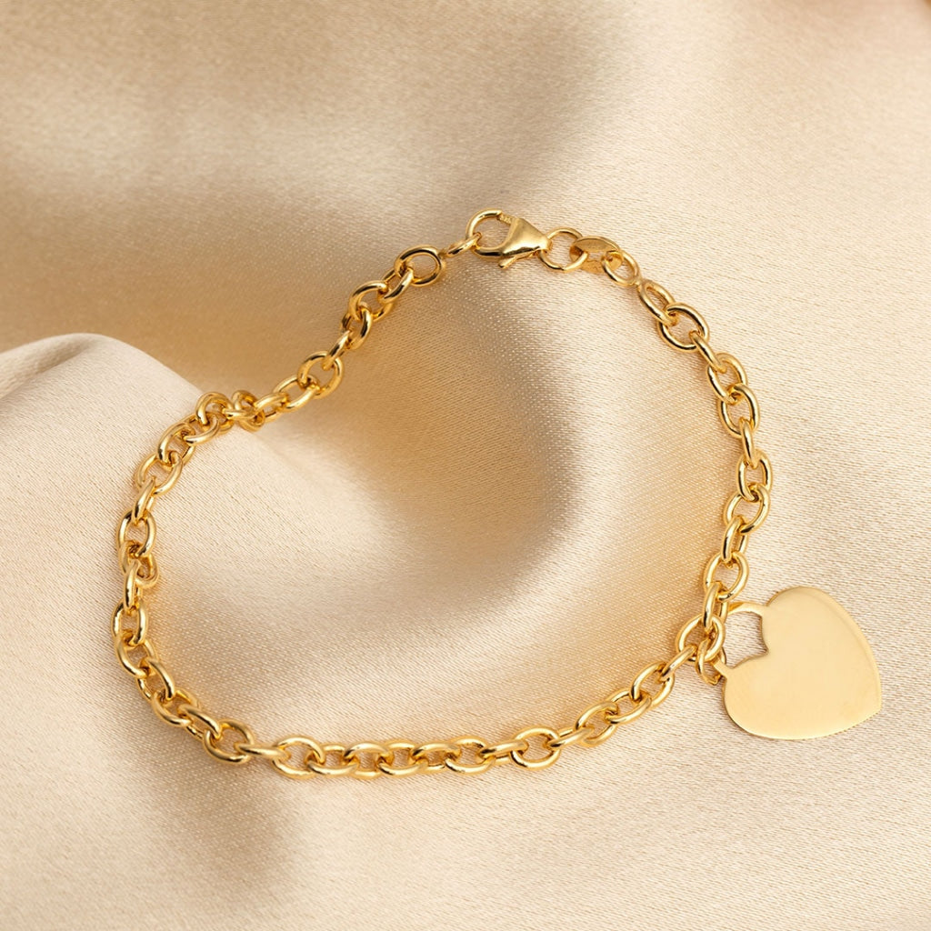 Belcher Link Bracelet with Heart Disc