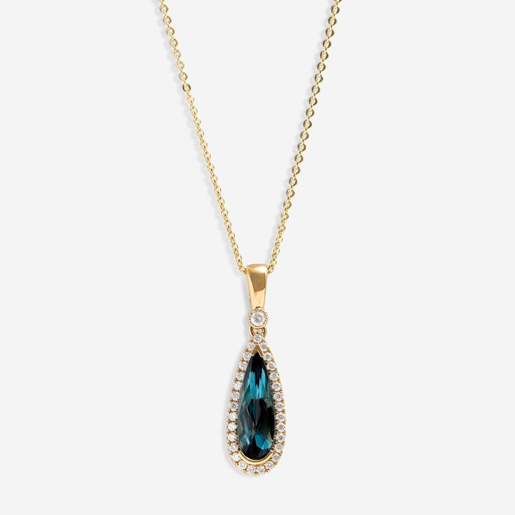 London Blue Topaz & Diamond Necklace | 9ct Gold - Necklace