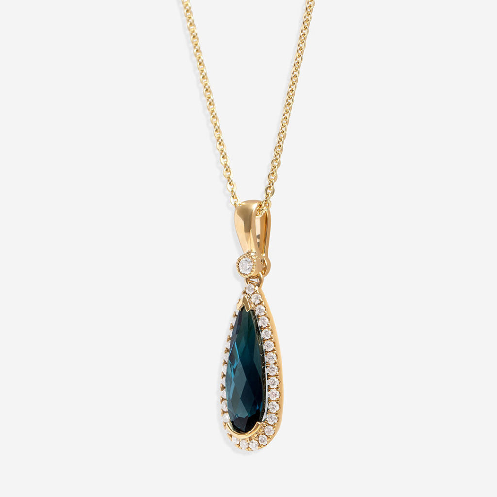 London Blue Topaz & Diamond Necklace | 9ct Gold - Necklace