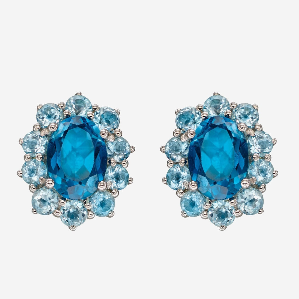 London Blue Topaz Earrings | 9ct White Gold - Earrings