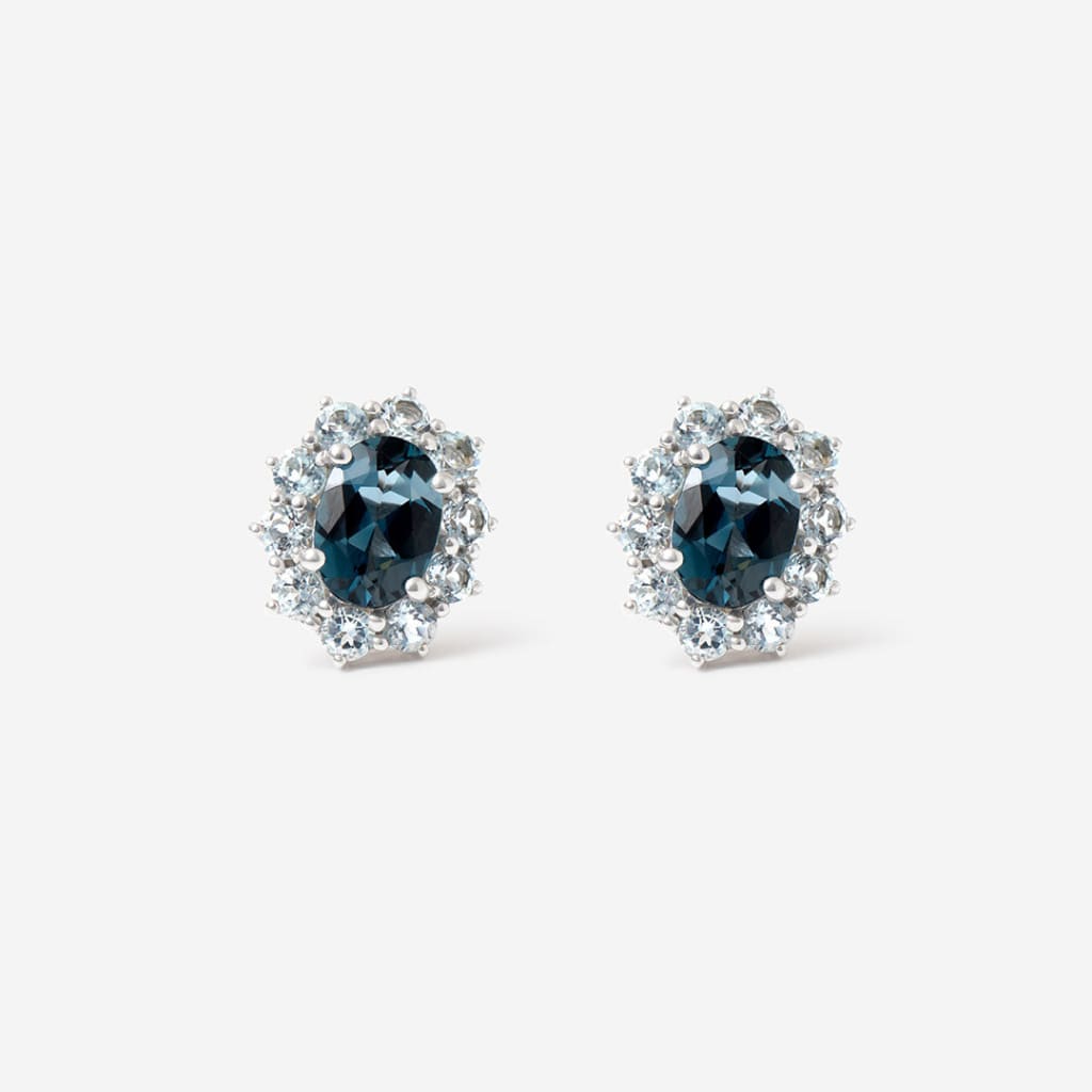 London Blue Topaz Earrings | 9ct White Gold