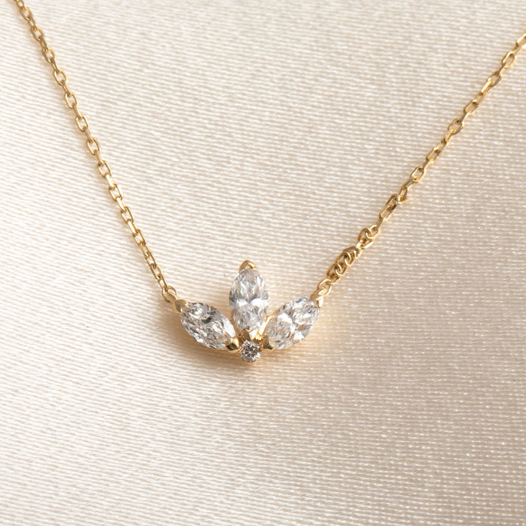 lab grown diamond necklace lotus design