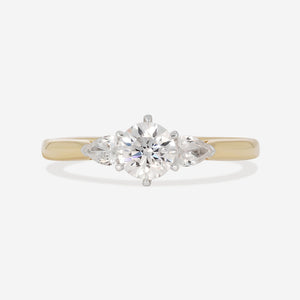LUCA 0.70ct | Round 3-Stone Natural Diamond Engagement Ring in 18ct Gold