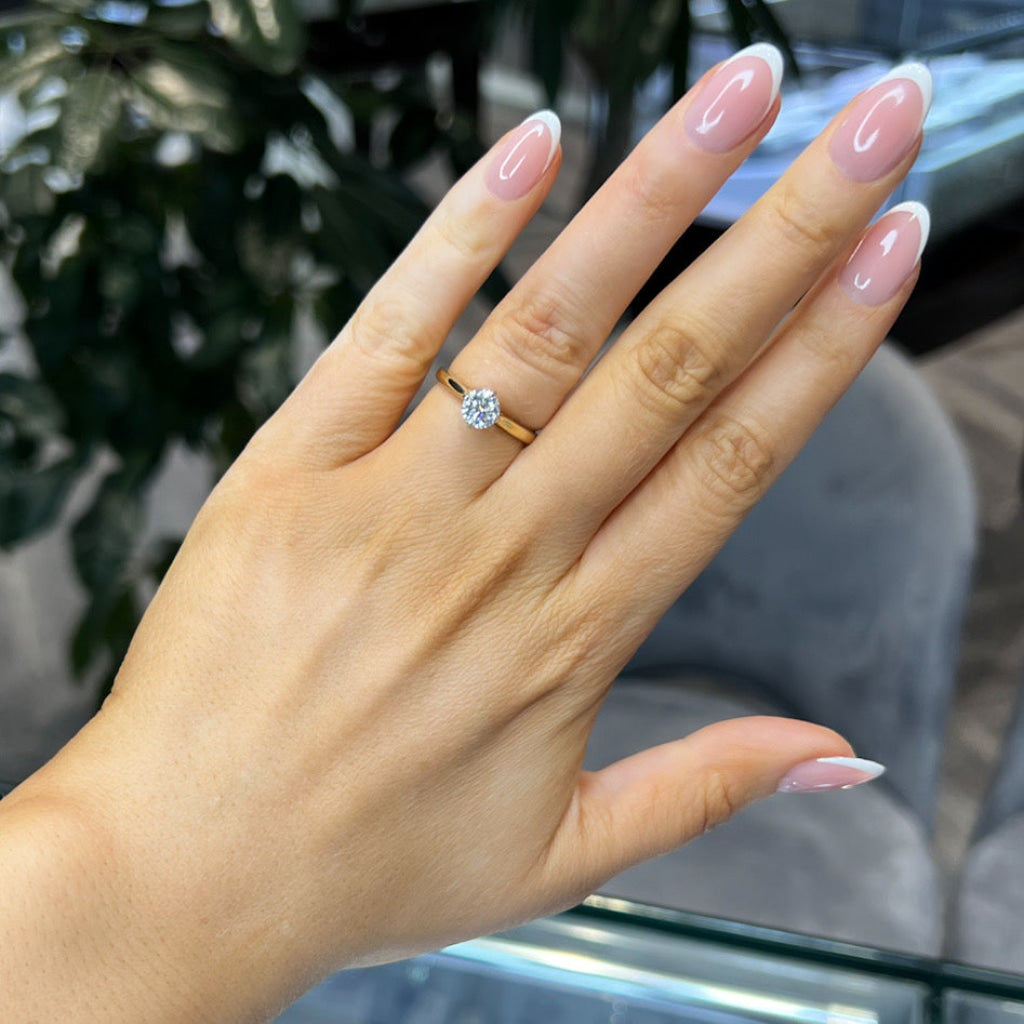 Lucy Lab Grown Diamond Engagement Ring on hand