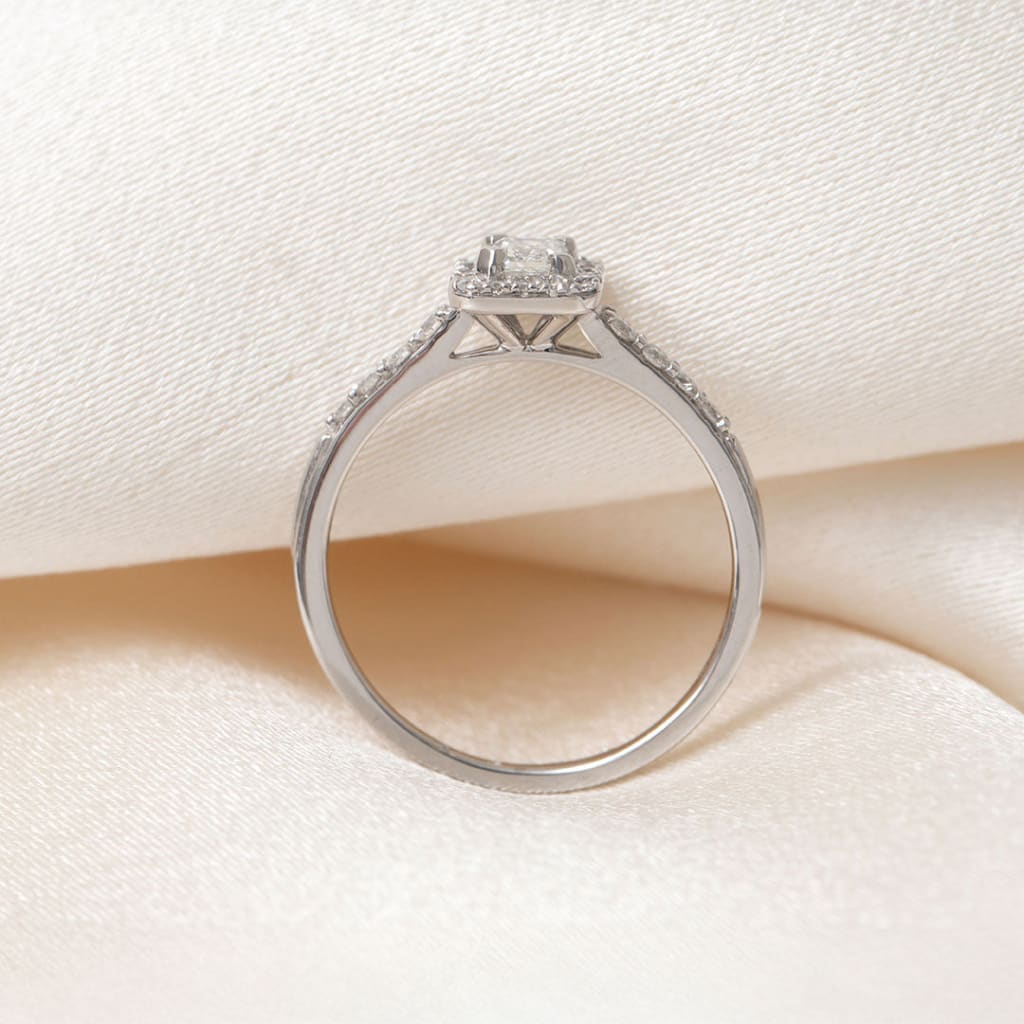 LUNA 0.50ct | Emerald Cut Halo Diamond Engagement Ring