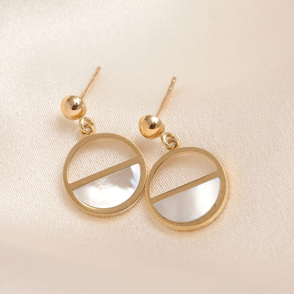 mother of pearl drop half circle earrings