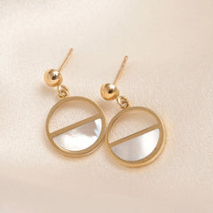 mother of pearl drop half circle earrings